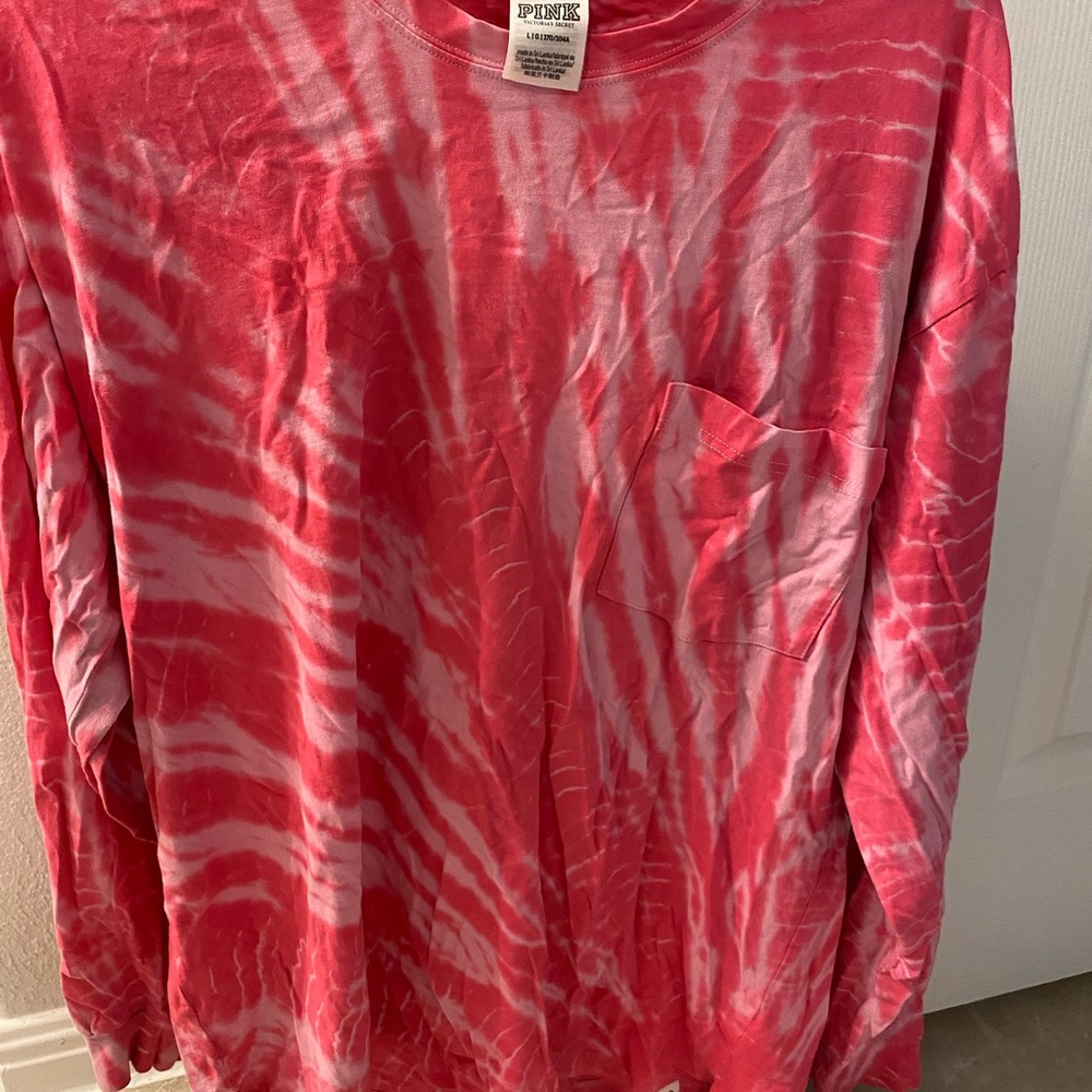Large tie dye pink VS PINK along sleeve top
